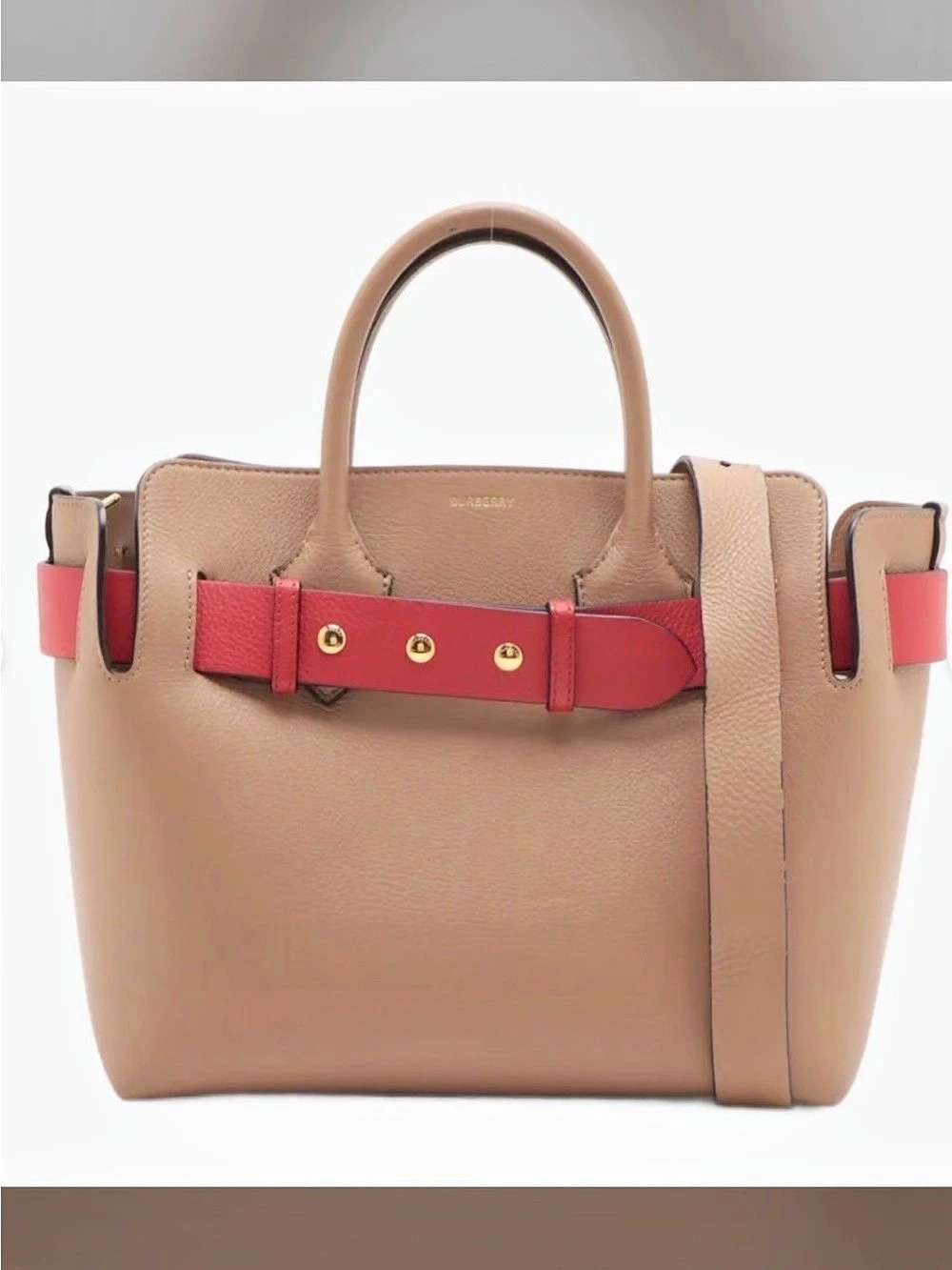 Burberry Medium Banner Tote Brown & Pink